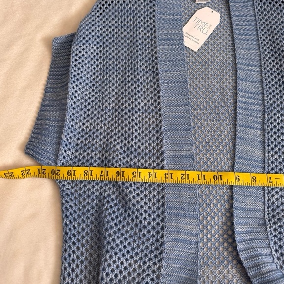 Time and Tru Women's Open Front Crochet Ruana,Marled Blue, S-M - Picture 4 of 5